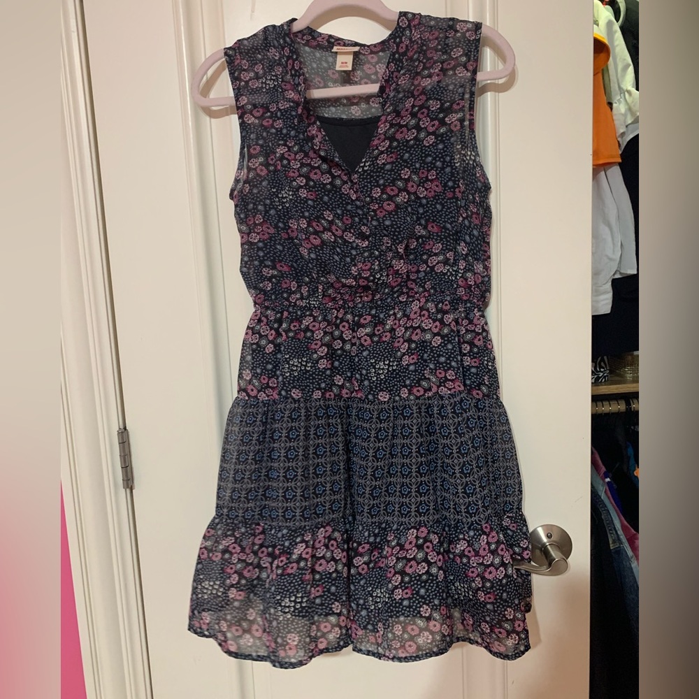 Black/Navy Blue floral spring dress